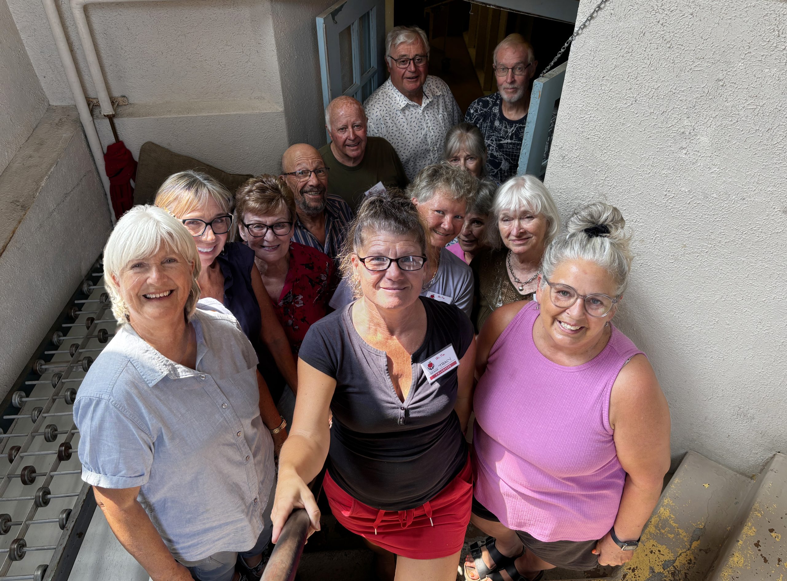 Food Bank group in stairwell